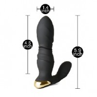 Prostate Massager Thrusting and Vibrating, 8 Function, with Remote Control, Black